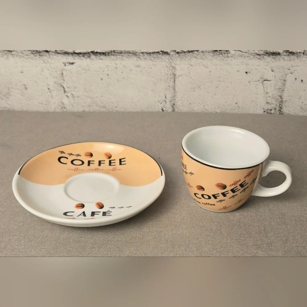 Vintage Café Coffee Cups & Saucers Set of 6 Multicolor Espresso Style - Picture 10 of 12